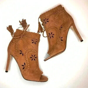 IVANKA TRUMP WOMEN’S  PEEP TOE BOOTIES WITH SIDE ZIPPER- SIZE 6.5